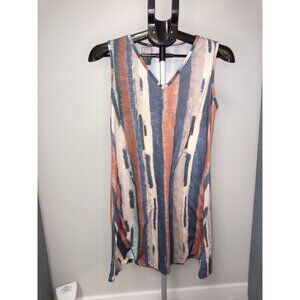 Emery Rose Women's Orange Blue Striped Mini Dress Size Medium